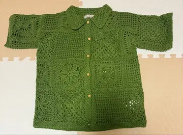 [ 새상품 미사용 ] M_ 엠언더바 크로셰 니트 가디건 그린 프리