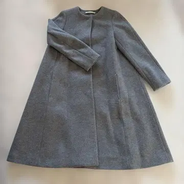 새상품급 ATON 그레이 노카라 롱 코트