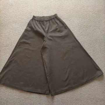 올리브 와이드 팬츠 허리밴딩