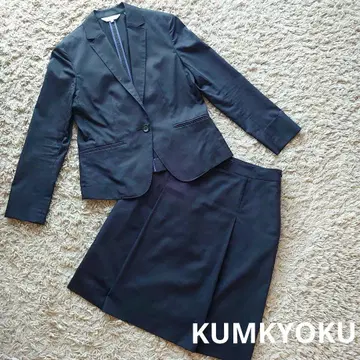 [새상품급] KUMKYOKU 스커트 셋업 수트 블랙 스트라이프 쿠미쿄쿠