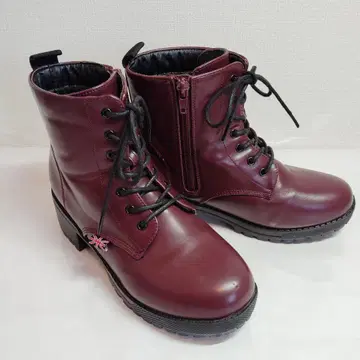 새상품급 레이스업 부츠 숏부츠 사이드 지퍼 보르도 23cm