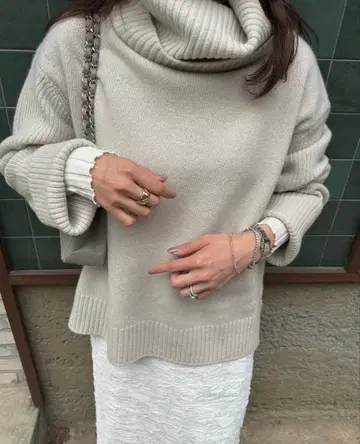 새상품급 YONFA 파인 울 터틀넥 니트 스웨터 풀오버