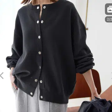 [ SLOBE IENA ] 더블 페이스 저지 스냅 가디건