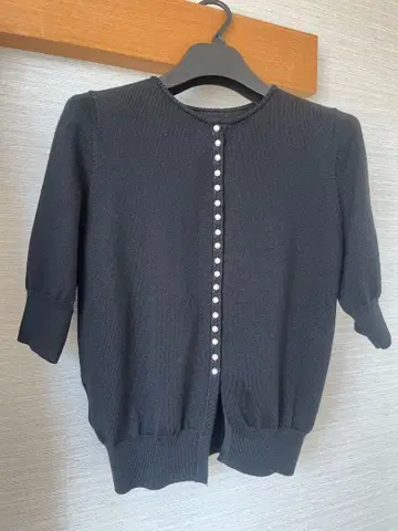 투모로우랜드 Ballsey S 블랙 버튼 5부 소매 가디건