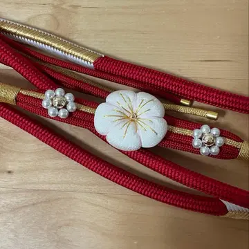 오비 고정 띠 성인식 빨간색 매실 후리소데 일본 정통의상 소품