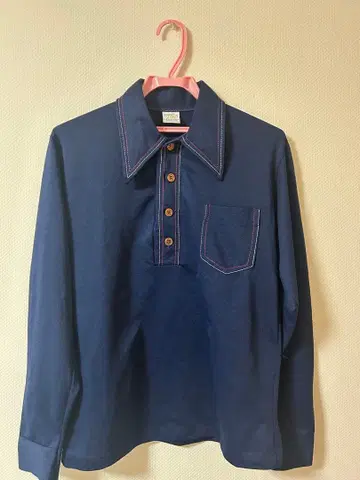 70s CAMPUS 빈티지 네이비 피케 셔츠