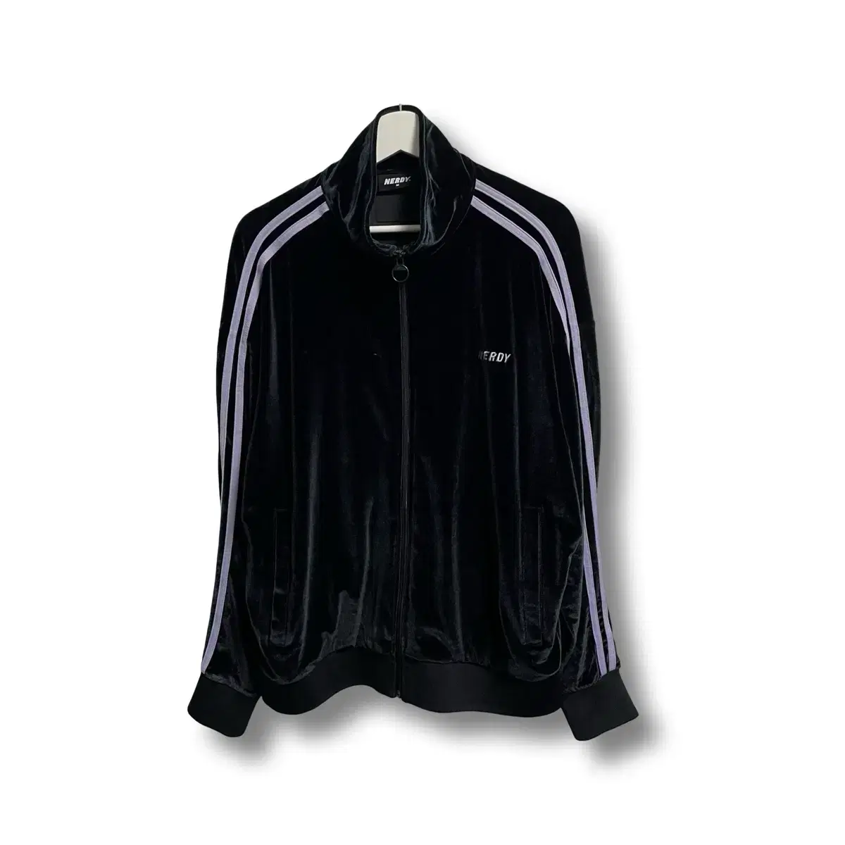 NERDY | 널디 Navy Black Velvet Tracktop Jersey #널디져지,#널디벨벳