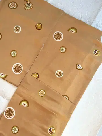 시마카메 코몬 순수 실크 이중 기모노 크레이프 원단 마루몬 쿄겐몬