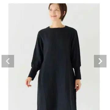 반 이너 웨어 슬라브 소매 리브 원피스 블랙