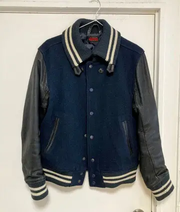 BEAMS 바시티 자켓 블루종 네이비