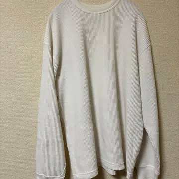 화이트 와플 긴팔 티셔츠 서멀