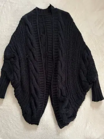 블랙 케이블 짜임 가디건