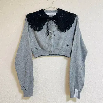 rohk 레이스 옷깃 크롭 가디건