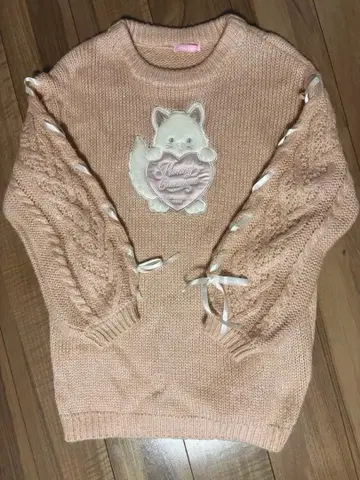 허니시나몬 니트 원피스 핑크 고양이