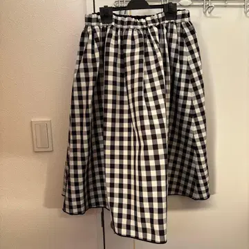 플레어 스커트 깅엄 체크 블랙 화이트