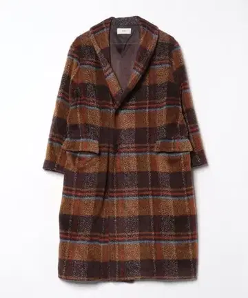 브라운 체스터 코트 체크 무늬