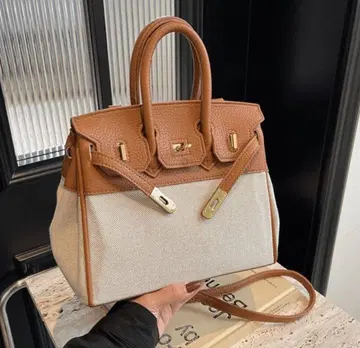 캔버스 원단 핸드백 (브라운)