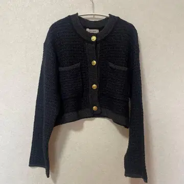 COCO DEAL 테이프얀 트위드 니트 가디건