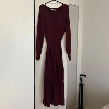SNIDEL 버건디 롱 니트 원피스