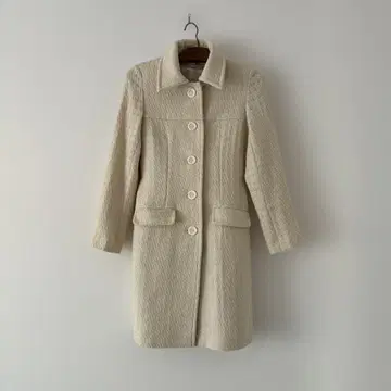 ELLE PLANETE 아이보리 체스터 코트 벨트 포함