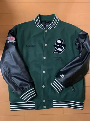 STARTER 바시티 자켓 M 사이즈 다크 그린/블랙