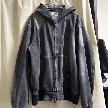 [ 새상품급 ] 9090 후드 부착 데님 후드티 그레이