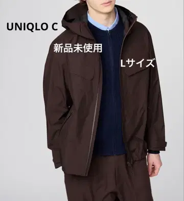 유니클로 미사용 새상품 UNIQLO C 블록 테크 후드티 (브라운/L)