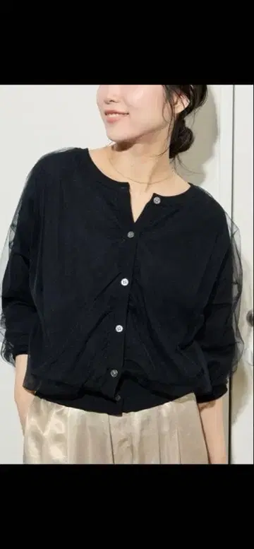 2WAY 튤 콤비 니트 가디건