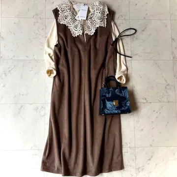 택 포함 새상품 INDIVI 19호 5L 따뜻한 오버롤 스커트 24AW