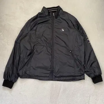 블랙 앤 화이트 자켓 브랜드 로고 펠트 하이넥 블랙