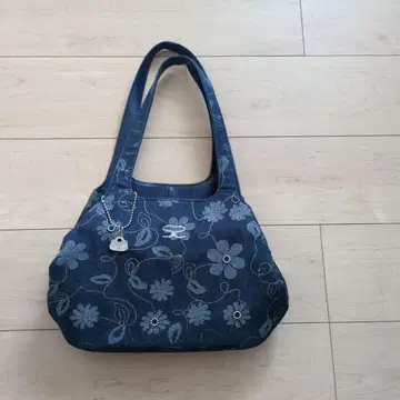 사보이 꽃무늬 자수 토트백 비쥬 샵 채널 데님풍 원단