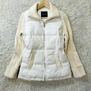 [ 새상품급 ] BOSCH 다운 자켓 38 M 상당 니트 절개 화이트