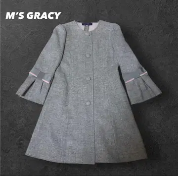 완판템 엠즈 그레이시 노카라 코트 울 리본 그레이 38