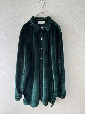 벨루어 셔츠 빈티지 다크 그린 여성용