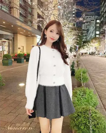 미셸 마카롱 샤기 니트탑 화이트 XS