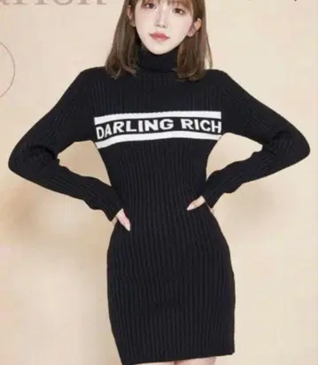 다리치 AW 자카드 니트 미니 원피스 블랙