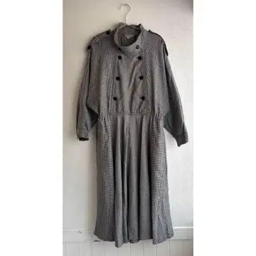 구제 의류 하운드투스 패턴 플레어 롱 원피스