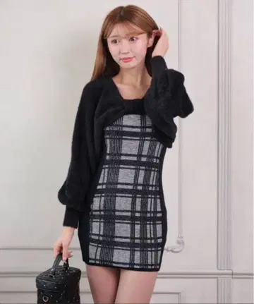 LIP SERVICE 리본 페더 앙상블 니트 원피스