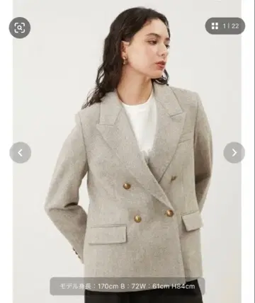 Mila owen 금장 버튼 더블 브레스트 트위드 블레이저