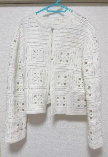 코튼 블렌드 자수 가디건 2WAY