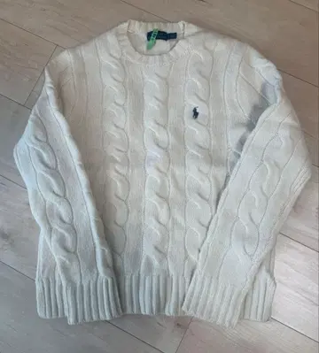 새상품급 랄프 로렌 아이보리 케이블 니트 스웨터