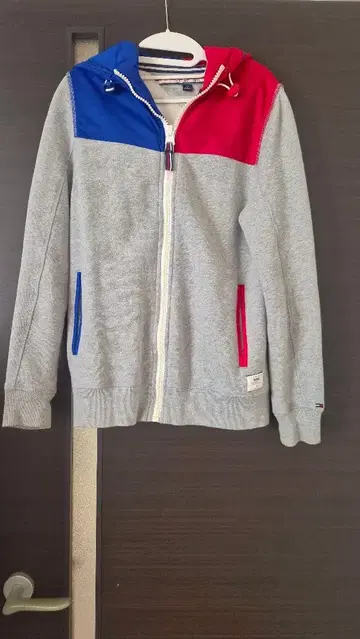 TOMMY HILFIGER 풀 집업 후드티 그레이/빨간색/파랑