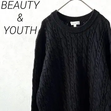 BEAUTY&YOUTH 니트 스웨터 모 100% 케이블 짜임 빅
