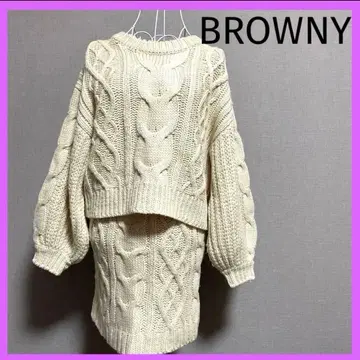 BROWNY 케이블 니트 셋업 아이보리