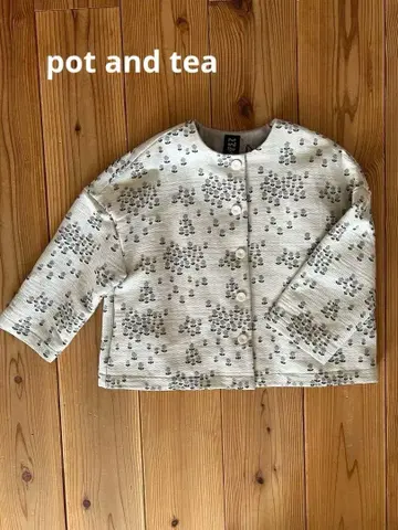 pot and tea 꽃무늬 노카라 자켓 7부 소매