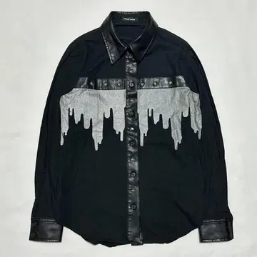peace now leather cros drip design shirt