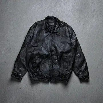 [ 개성파 ] 천연 가죽 블루종 블랙 패치워크 덧댄 2XL 봄버 A2