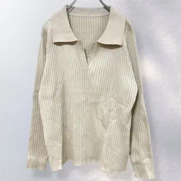 두라두라 카라 부착 리브 니트 풀오버 깔끔한 심플 [ i136