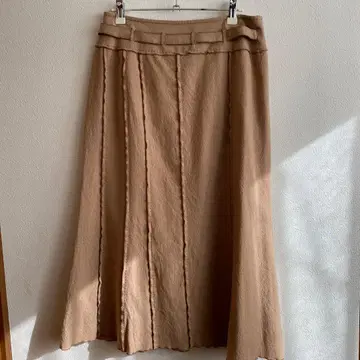 코시노 히로코 베이지 플레어 스커트 울 40