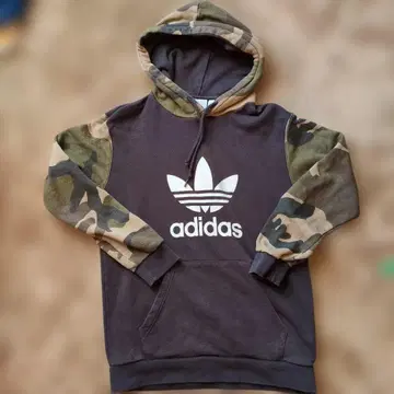 adidas 후드 부착 후드티 M 다크 브라운/카모플라쥬